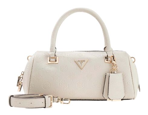 GUESS Cresidia II Box Satchel Cream White Logo GUESS Cresidia II Box Satchel Cream White Logo