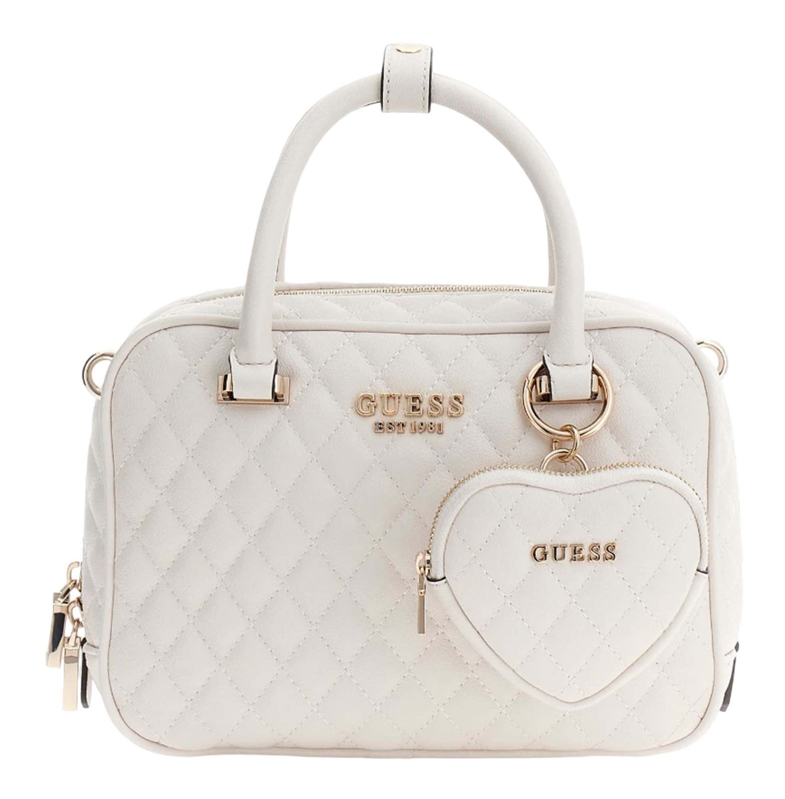 GUESS Atabey Box Satchel Cream White GUESS Atabey Box Satchel Cream White