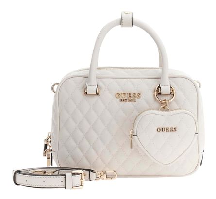GUESS Atabey Box Satchel Cream White GUESS Atabey Box Satchel Cream White