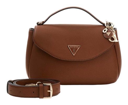 GUESS Evie Top Handle Flap Bag Cognac