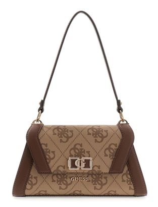 GUESS Karnilla Flap Shoulder Bag Latte Logo / Brown