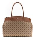 GUESS Melinda Logo Deluxe Dome Tote Latte Logo