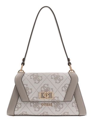 GUESS Karnilla Flap Shoulder Bag Dark Taupe Logo