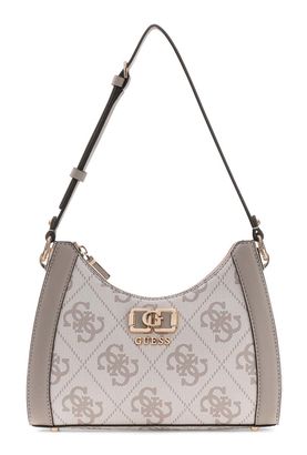 GUESS Karnilla Logo Shoulder Bag Dark Taupe Logo