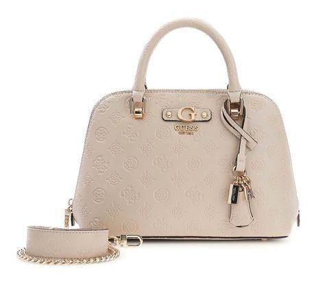 GUESS Dita Dome Satchel Bag Light Taupe Logo