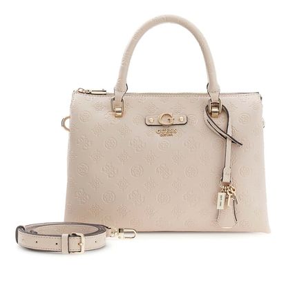 GUESS Dita Multi Compartment Satchel Light Taupe Logo