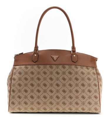GUESS Melinda Logo Deluxe Dome Tote Latte Logo