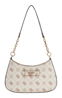 GUESS Carrie Logo Top Zip Shoulder Bag Vanilla Logo