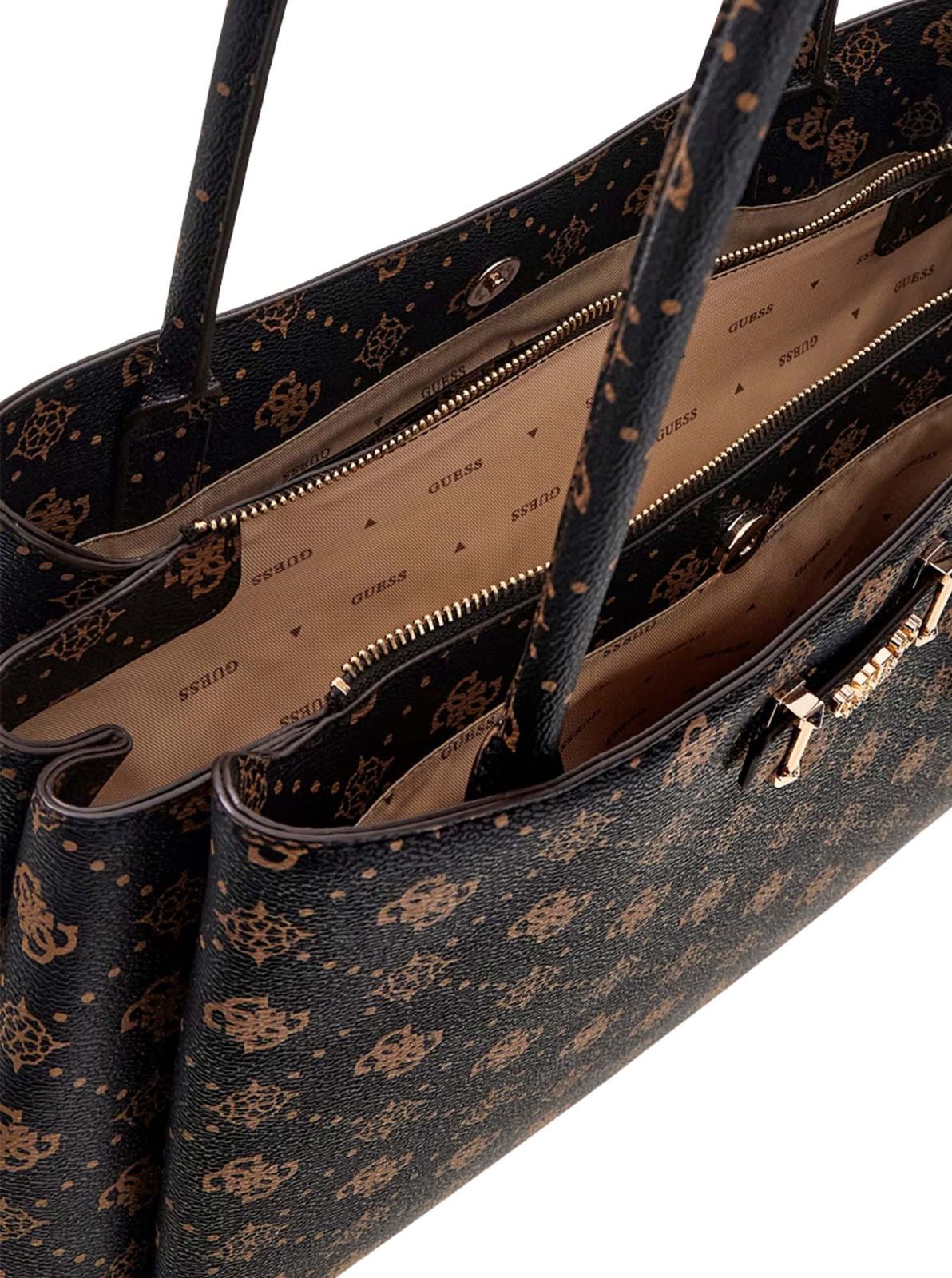 GUESS Carrie Logo Girlfriend Carryall Espresso Logo Buy Bags Purses 