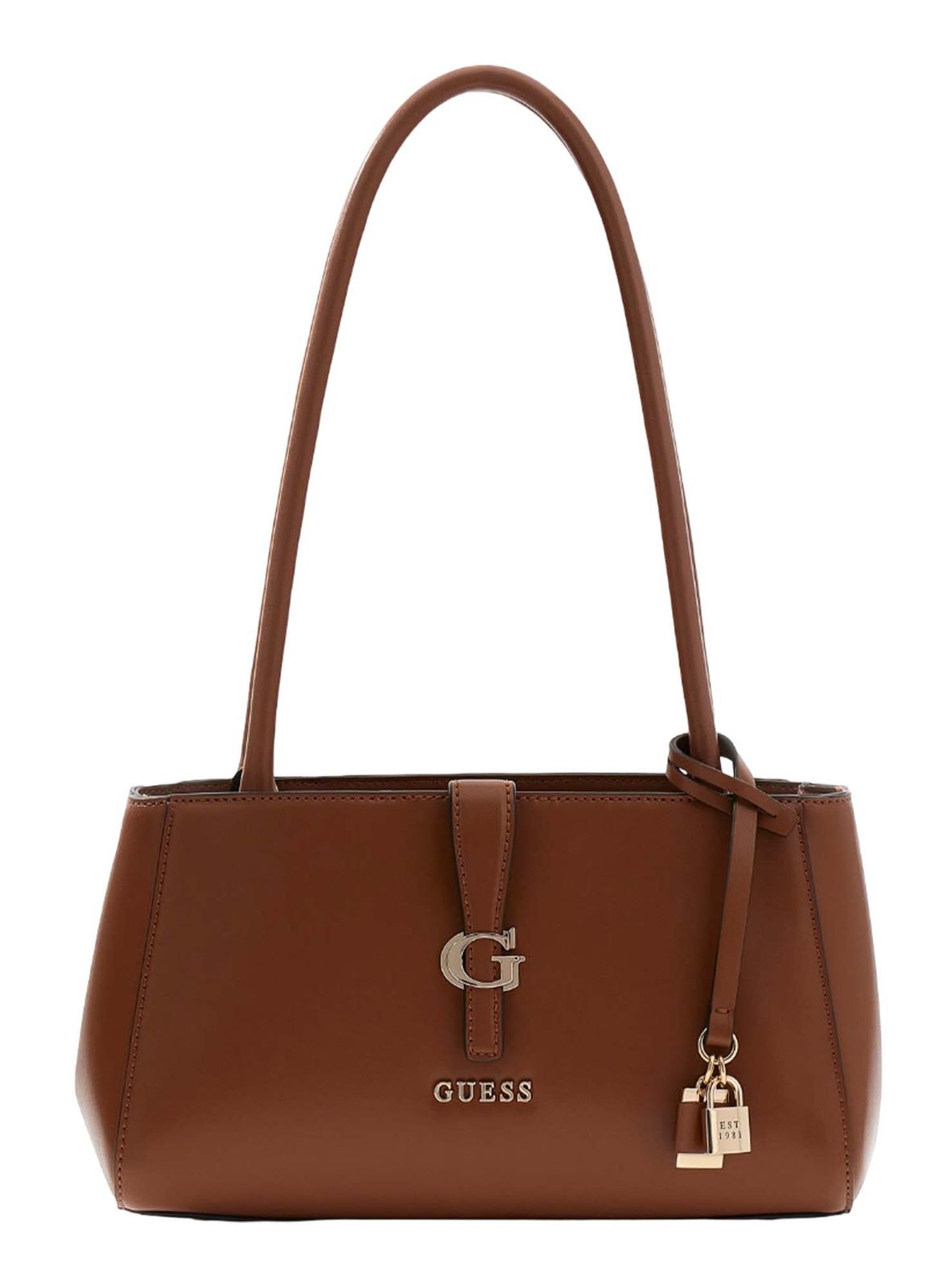 GUESS Carrie Girlfriend Shoulder Bag Cognac