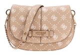 GUESS Carrie Logo Flap Shoulder Bag Biscotti Logo