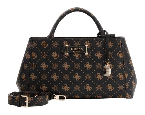 GUESS Carrie Logo Girlfriend Satchel Espresso Logo