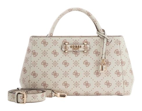 GUESS Carrie Logo Girlfriend Satchel Vanilla Logo
