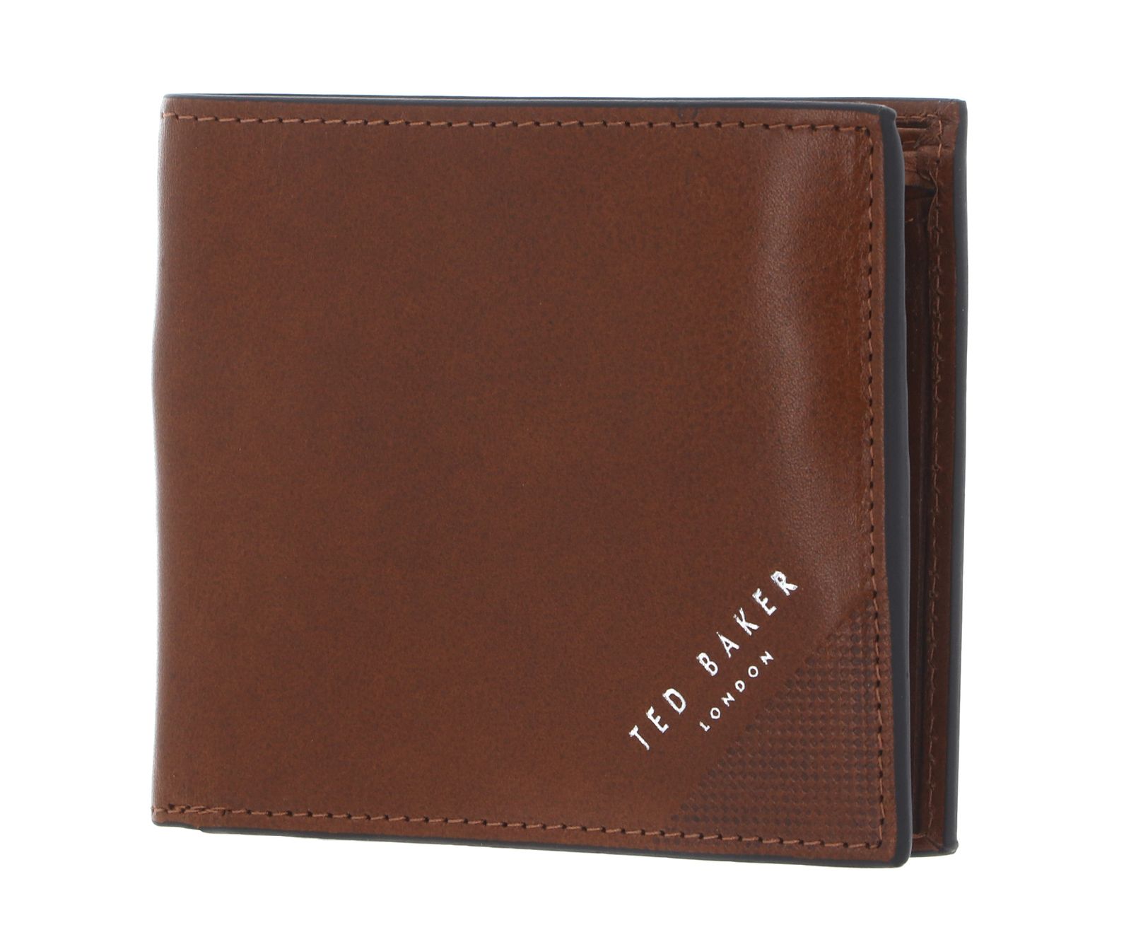 Ted Baker Embossed Corner Leather Bifold Coin Wallet Tan