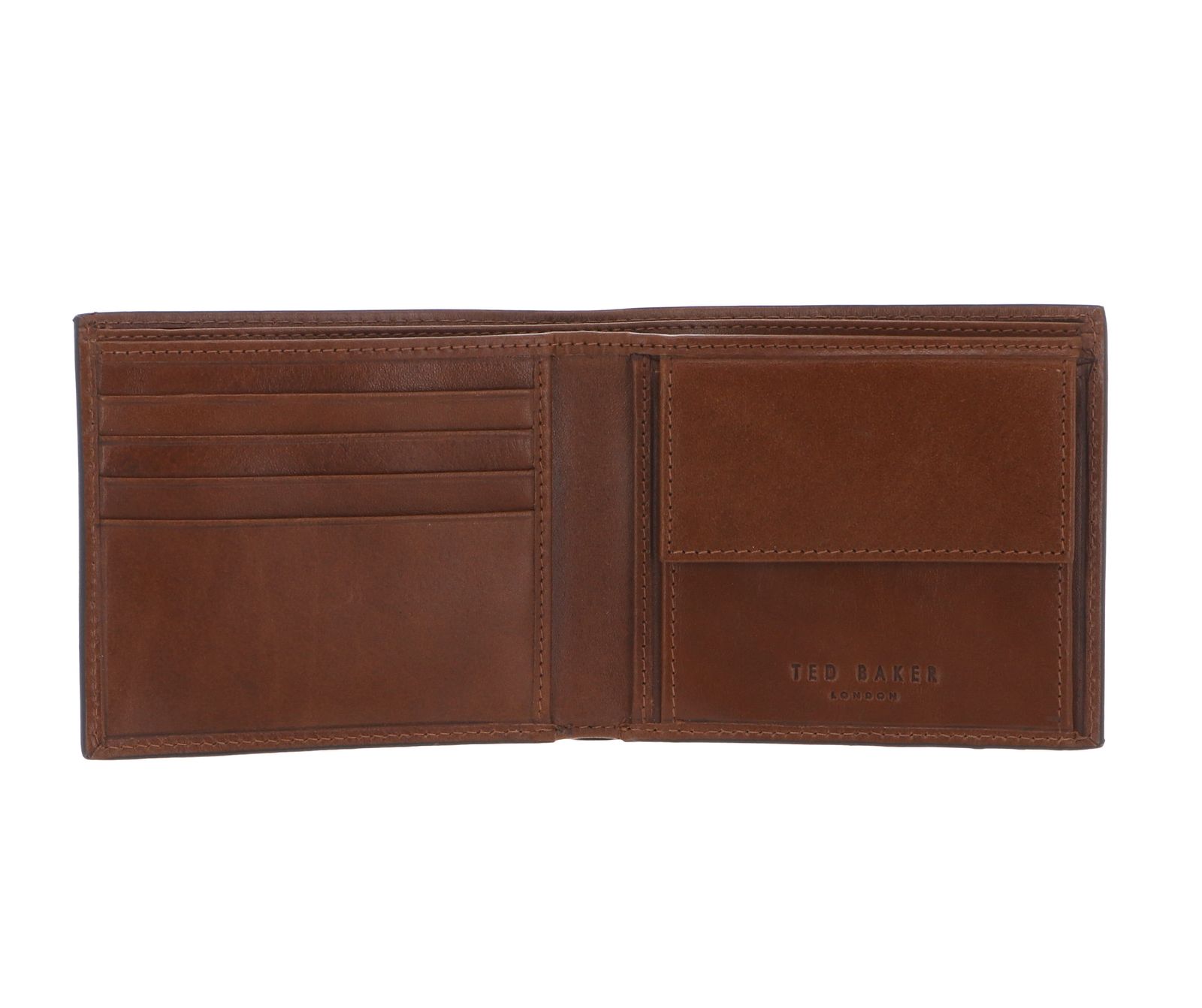 Ted Baker Embossed Corner Leather Bifold Coin Wallet Tan Ted Baker Embossed Corner Leather Bifold Coin Wallet Tan