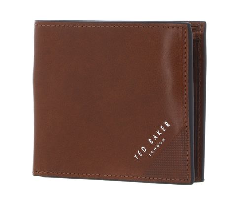 Ted Baker Embossed Corner Leather Bifold Coin Wallet Tan