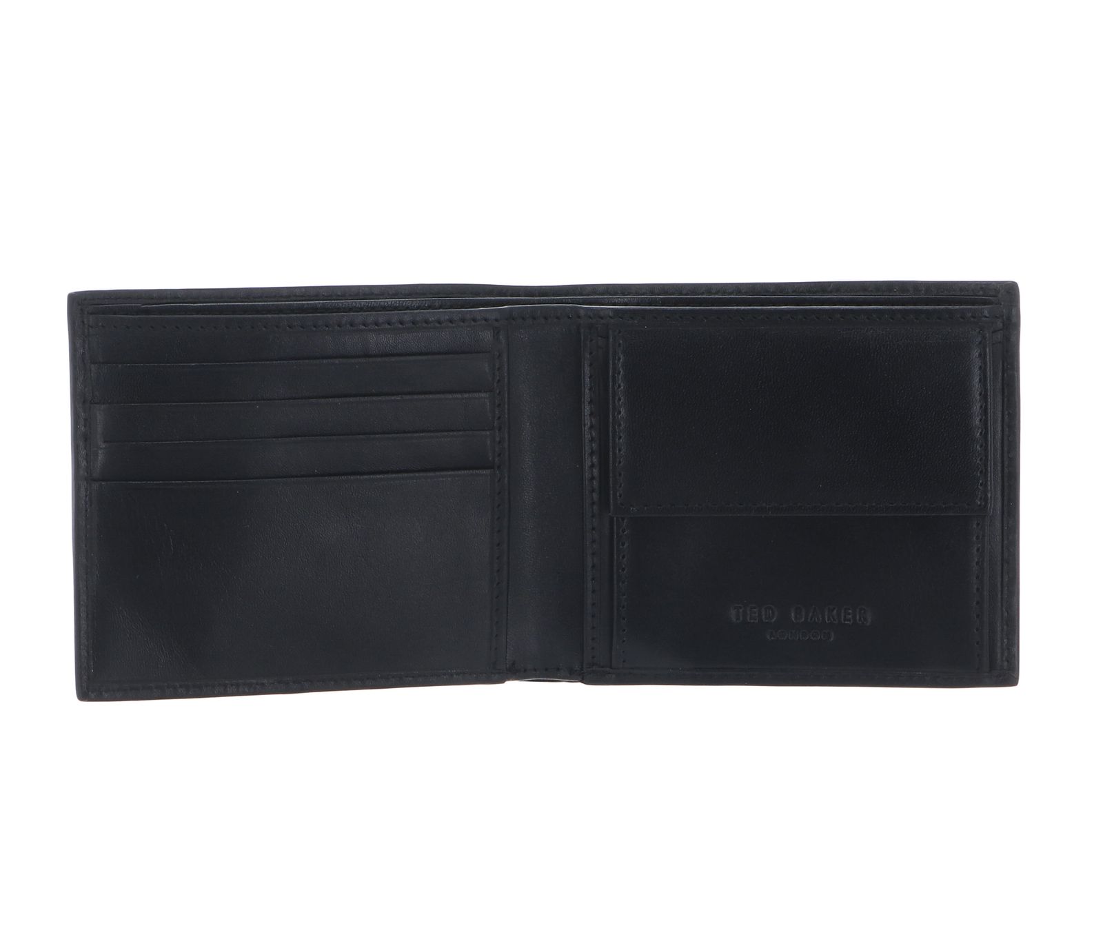 Ted Baker Embossed Corner Leather Bifold Coin Wallet Black Ted Baker Embossed Corner Leather Bifold Coin Wallet Black