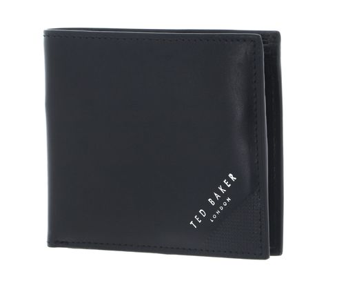 Ted Baker Embossed Corner Leather Bifold Coin Wallet Black