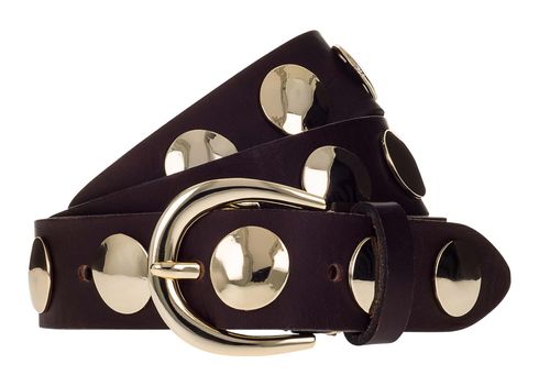 b.belt Luna Gold Leather Belt W75 Dark Brown
