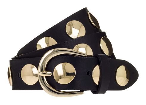 b.belt Luna Gold Leather Belt W90 Black