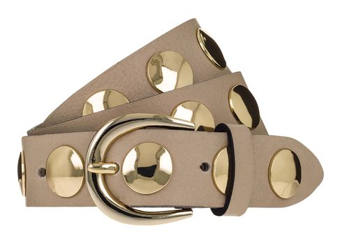 b.belt Luna Gold Leather Belt W100 Cream