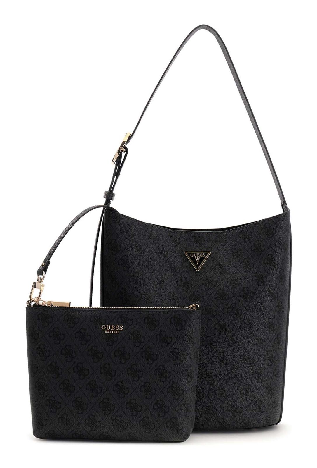 GUESS Meridian II Bucket Bag Coal Logo