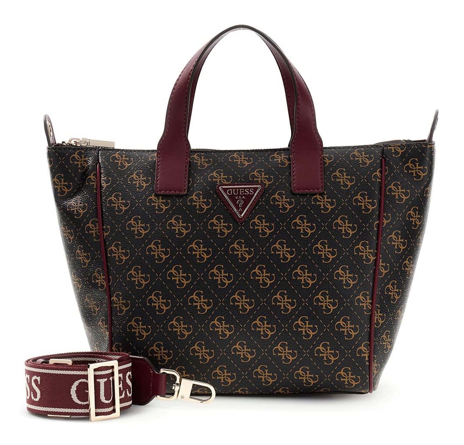 GUESS Follie Travel Small Tote Bag Brown Logo
