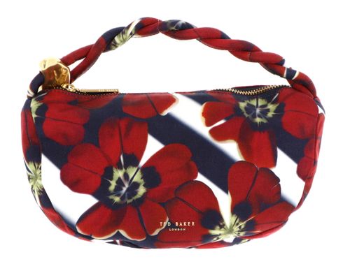 Ted Baker Isli Satin Statement Hardware Printed Hobo Ba Red