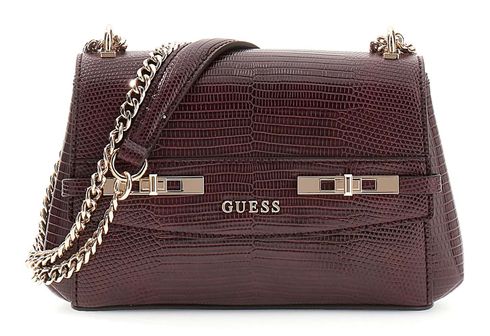 GUESS Melinda Mini Convertible Xbody Flap Bag Burgundy
