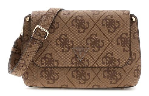 GUESS Meridian II Flap Crossbody Bag Latte Logo
