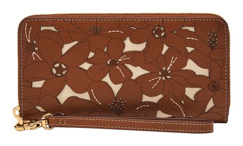 FOSSIL Logan RFID Zip Wallet Natural Floral