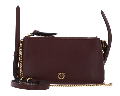 PINKO Double Mini Vitello Morbido Burgundy Wine - Antique Gold