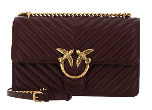 PINKO Love One Classic DC Sheep Nappa Chevron M Burgundy Wine - Antique Gold