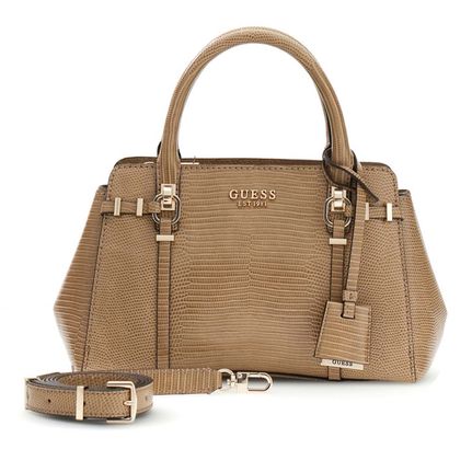 GUESS Leona Multi Compartment Satchel S Beige