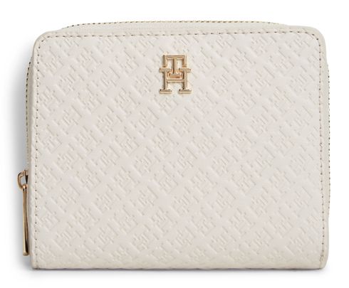 TOMMY HILFIGER TH Icon Zip Around W / Flap Mono Wallet M Soft Cream