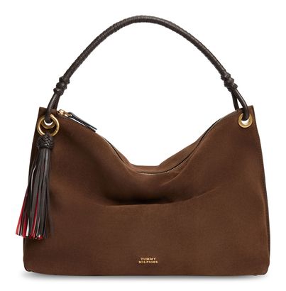 TOMMY HILFIGER TH Statement Leather Bag Suede Rich Walnut
