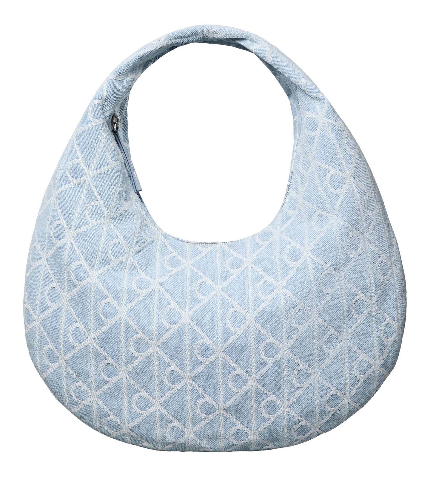 Calvin Klein Emblem AOP Denim Hobo Bag Denim JQD Light Wash