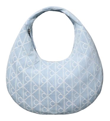 Calvin Klein Emblem AOP Denim Hobo Bag Denim JQD Light Wash