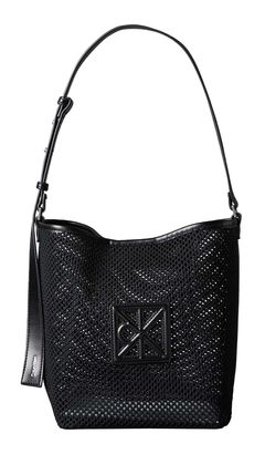 Calvin Klein Emblem Mesh Bucket Bag Black