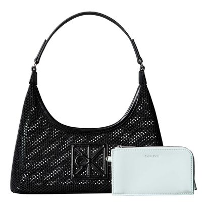 Calvin Klein Emblem Mesh Shoulder Bag Black