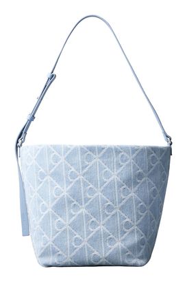 Calvin Klein Emblem Aop Denim Bucket Bag Light Wash