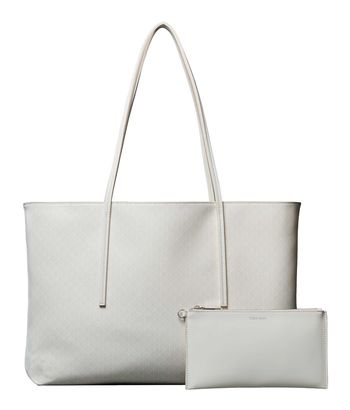 Calvin Klein Coated Emblem Shopper Lily White AOP