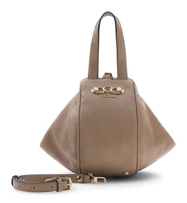 GUESS Anise Top Handle Pouch Dark Taupe Logo