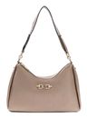 GUESS Anise Double Zip Shoulder Bag Dark Taupe Logo