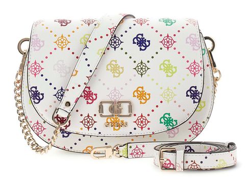 GUESS Emelie Logo Flap Shoulder Bag Multi Logo