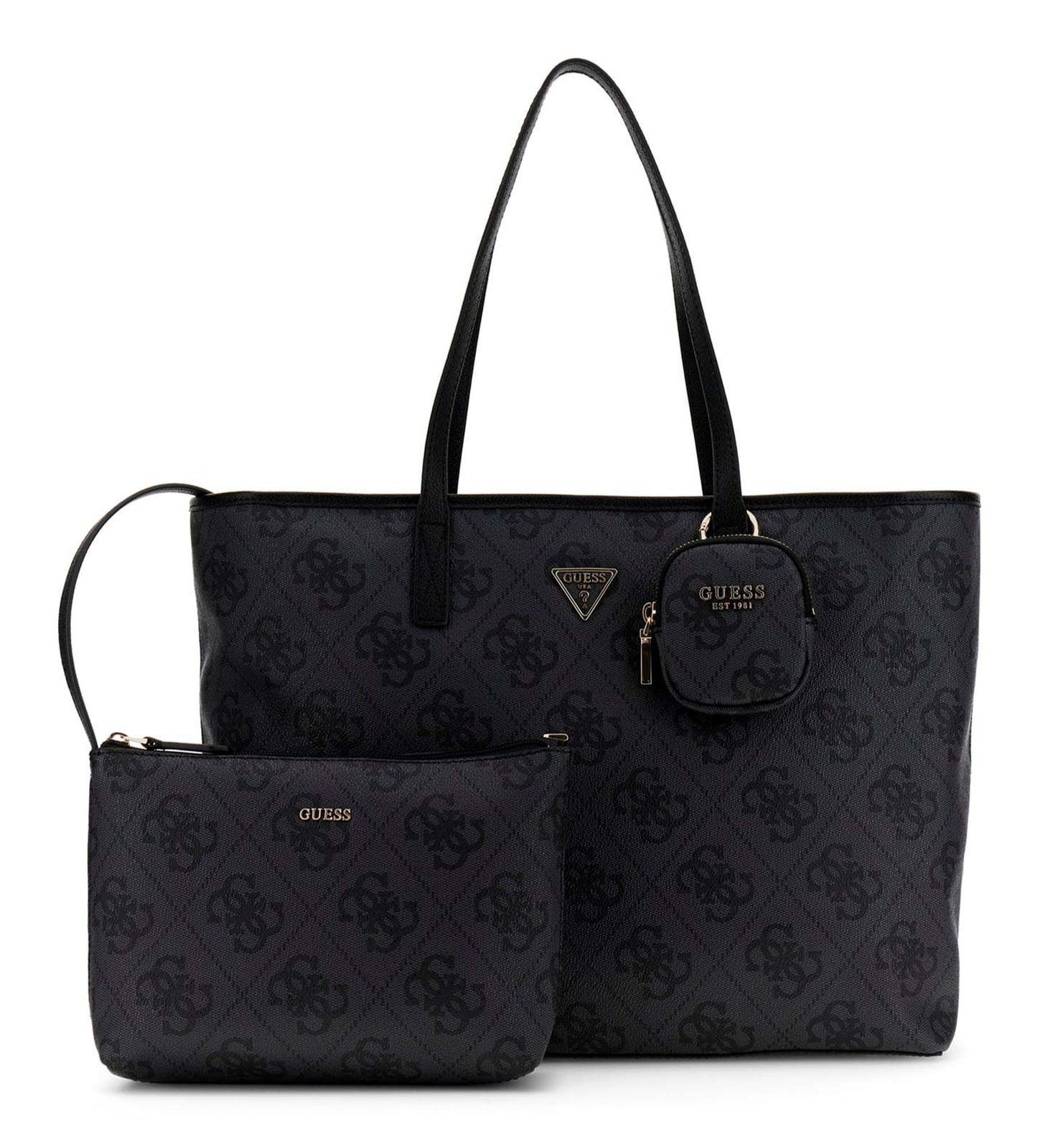 GUESS Power Play II Large Tech Tote Coal Logo