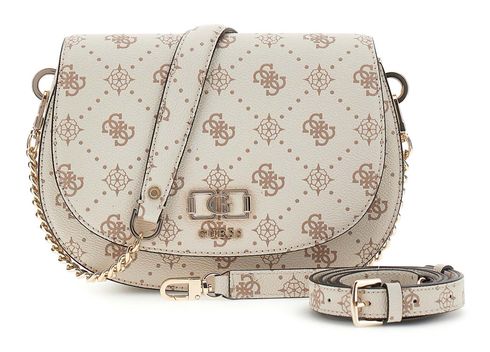 GUESS Emelie Logo Flap Shoulder Bag Vanilla Logo