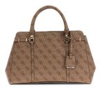 GUESS Leona Logo Multi Compartment Satchel Latte Logo