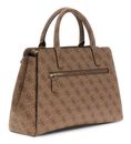 GUESS Leona Logo Multi Compartment Satchel Latte Logo