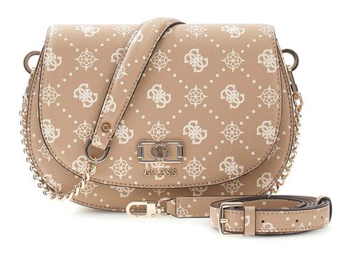 GUESS Emelie Logo Flap Shoulder Bag Biscotti Logo